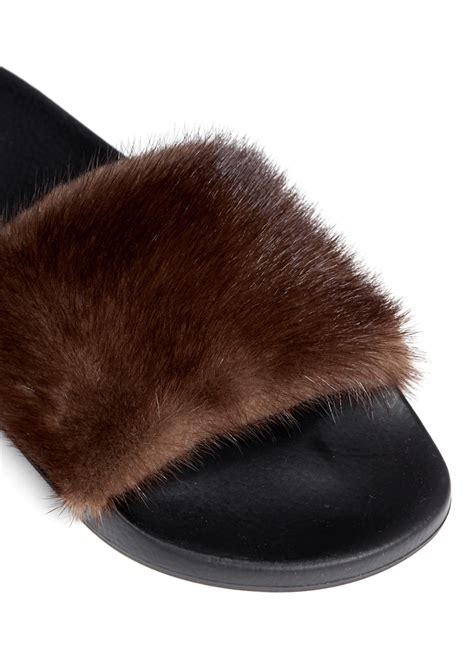 givenchy mink fur slides|Givenchy sandals.